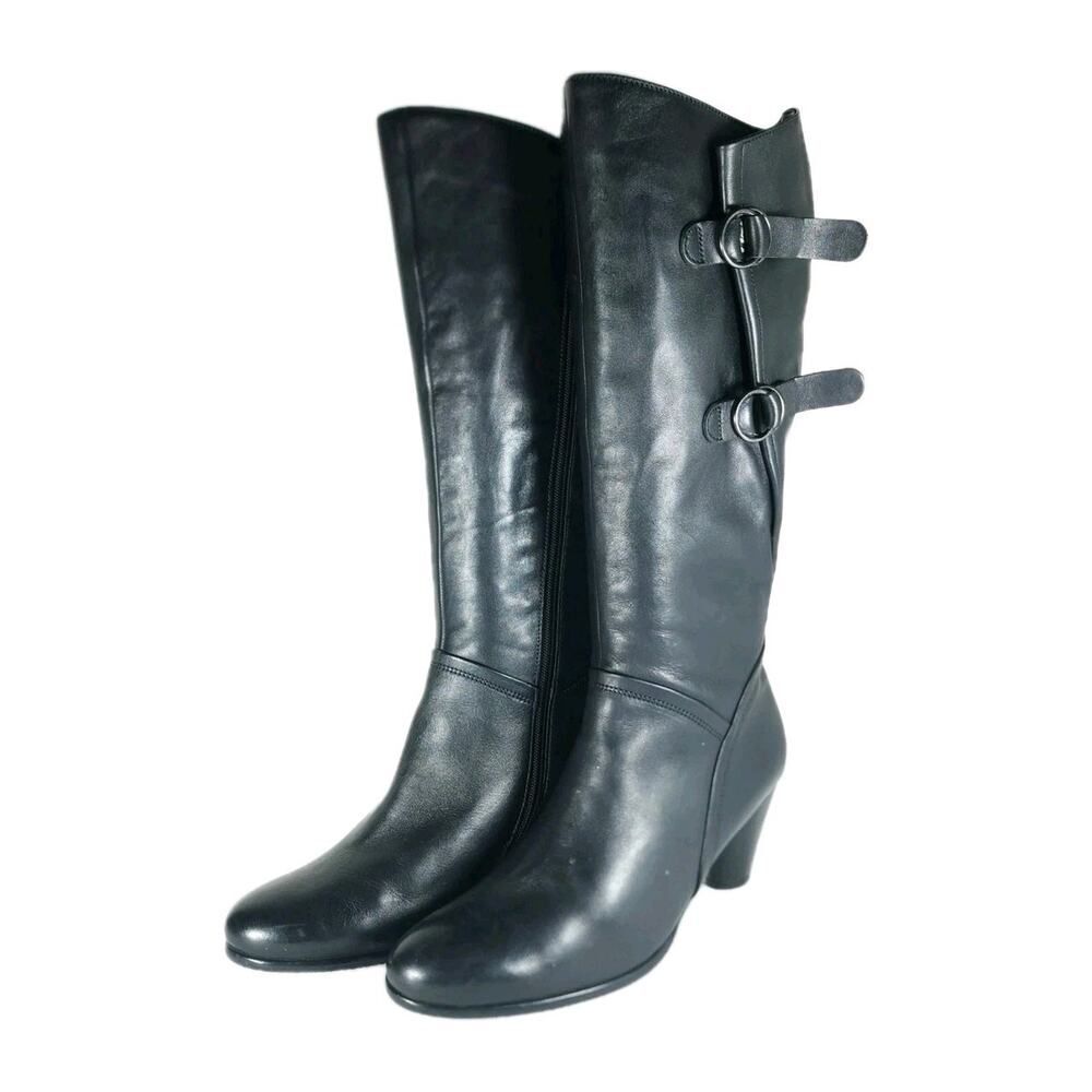 Gabor Women's US 7.5B Black Side Zip Heeled Knee High Riding Boots